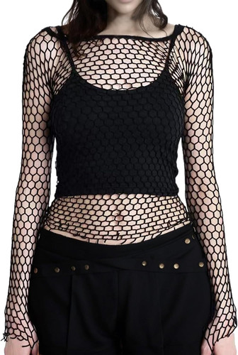 Fishnet mesh long sleeve - mesh,